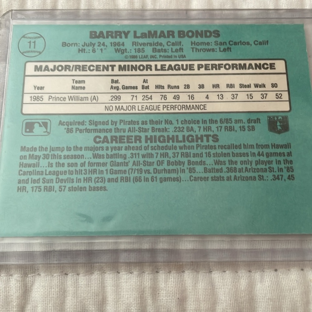 1986 Barry Bonds Donruss Rookie Cards Mint Condition,  Lot of 4 - Picture 10 of 10